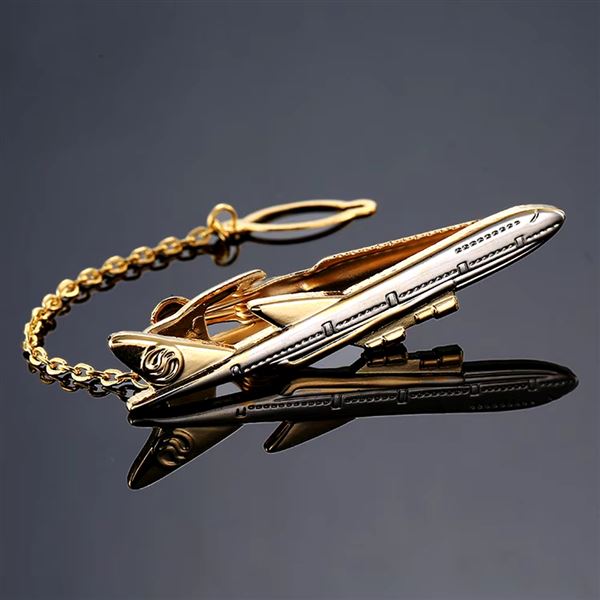 Spona na kravatu Letadlo zlatá