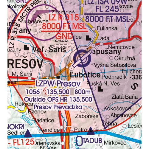 Slovensko VFR ICAO mapa 2024