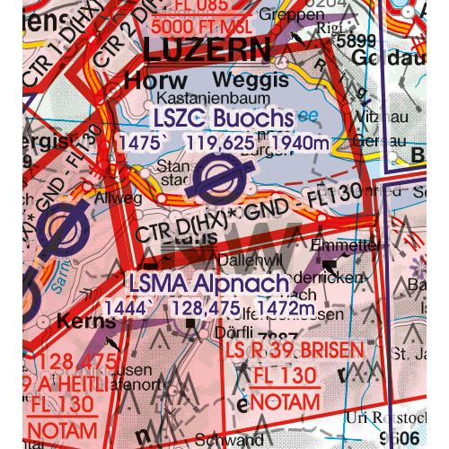Švýcarsko VFR ICAO mapa 2024