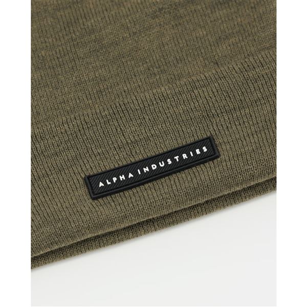 Alpha Industries Rubber Logo Beanie dark olive