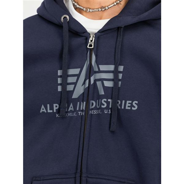 Alpha Industries Mikina Basic na zip modrá, M
