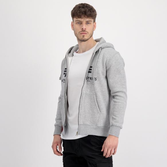 Alpha Industries Mikina Basic na zip šedá, XXL