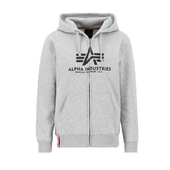 Alpha Industries Mikina Basic na zip šedá, XXL